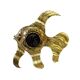 Henri Fernandez, Brass Fish Wall Lamp, Signed