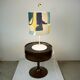 Austrian Mid-Century Table Lamp, White Lacquered with Brass Elements, Attributed to J.T. Kalmar