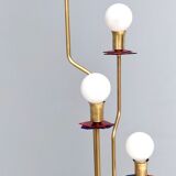 Brass, varnished metal and plexiglas floor lamp "alberelli" by c. la gaipa, 2020