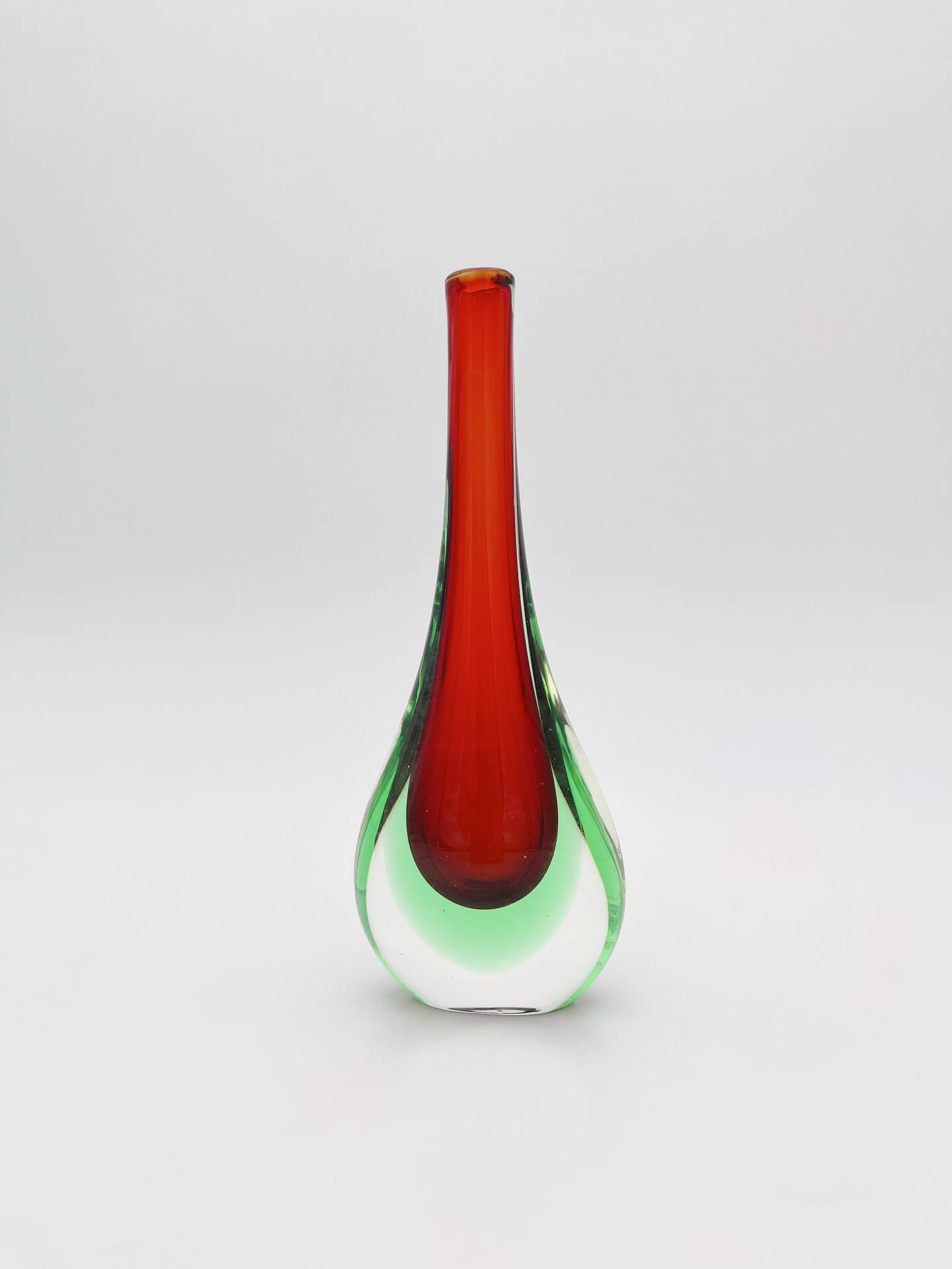 Murano Soliflore Vase - Flavio Poli - Sommerso Red Green 19cm