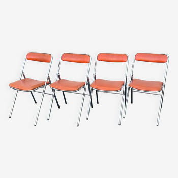 Series of 4 folding chairs brand Souvignet