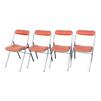 Series of 4 folding chairs brand Souvignet