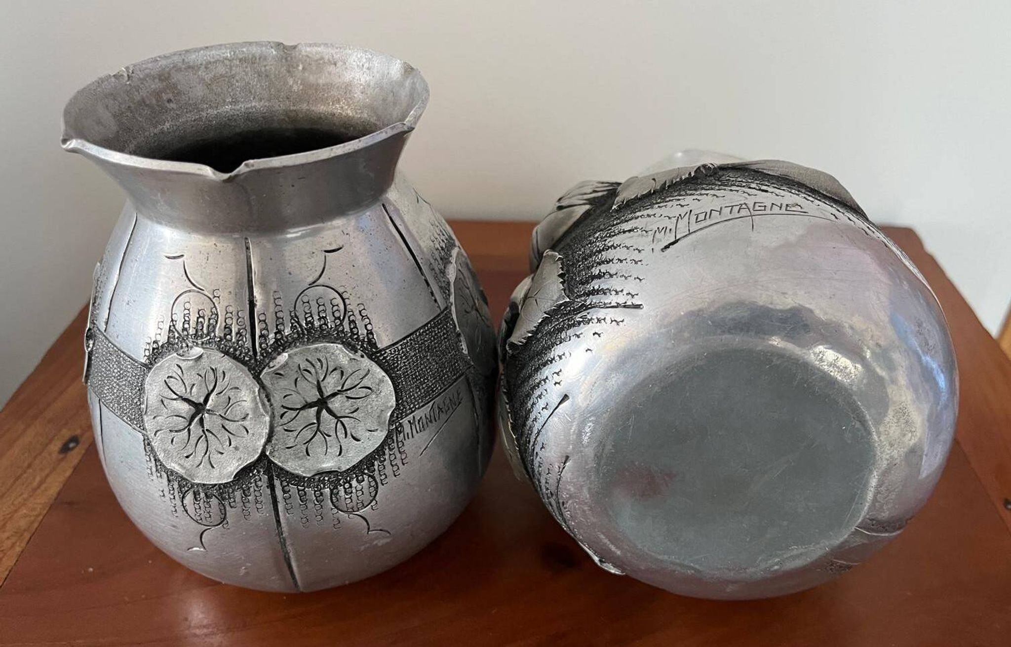 Art Deco/Art Nouveau vases signed M. Montagne vintage (1920-1930)