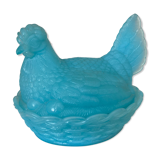 Candy hen in turquoise opaline
