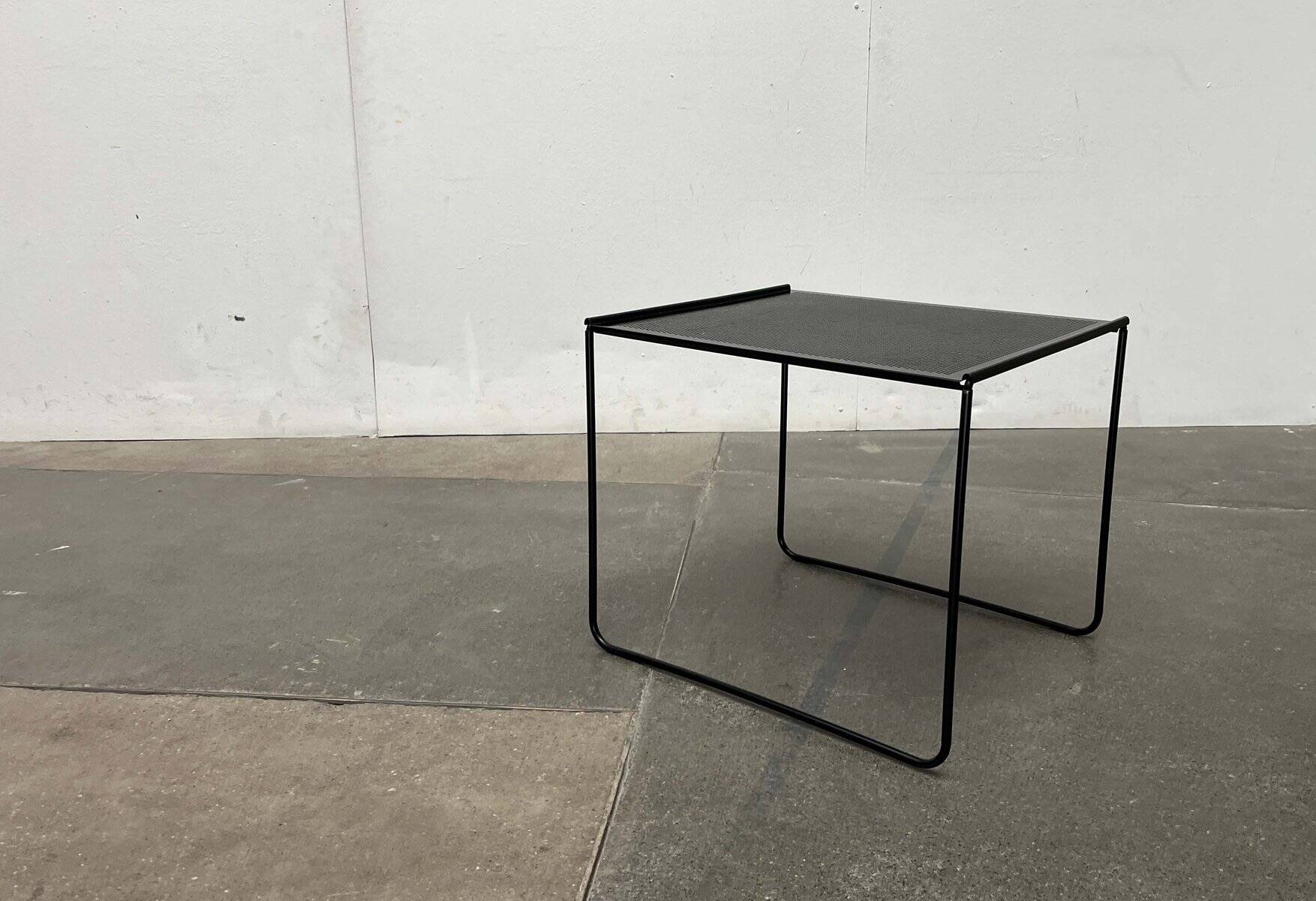 Postmodern perforated metal nesting side table from Ikea, 1980s.