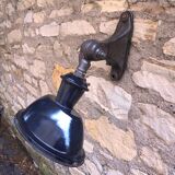 Antique cast iron and enamel wall lamp from the 1930s