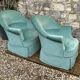 Pair of green velvet frog chairs from the 1970s.