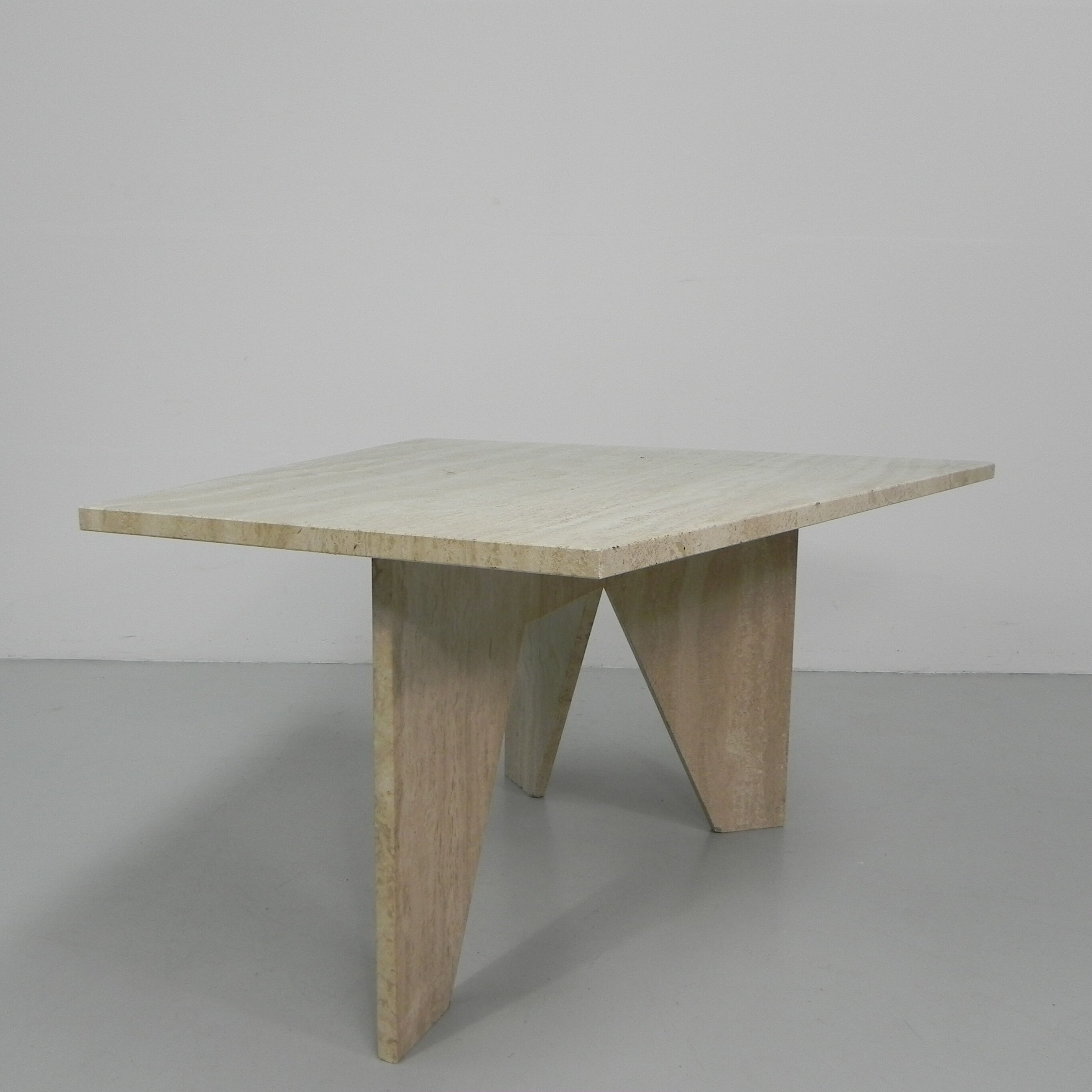 Travertine dining table, 130 x 129 cm