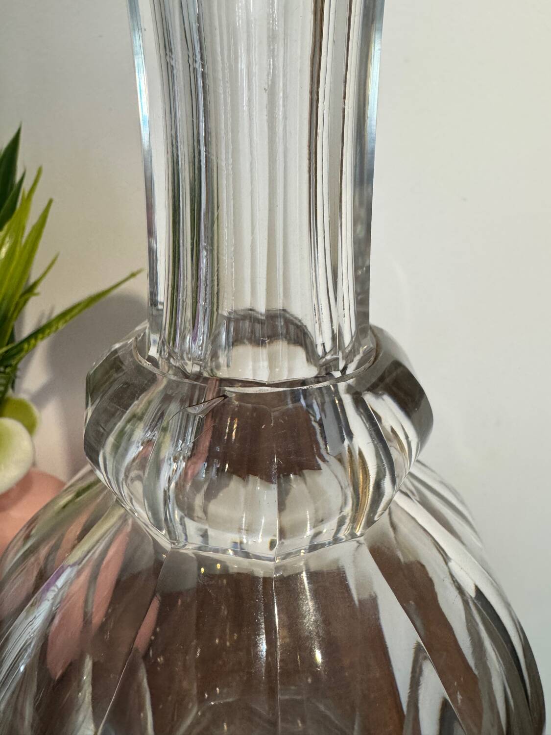 Pair of antique moulded crystal decanters (Baccarat style)
