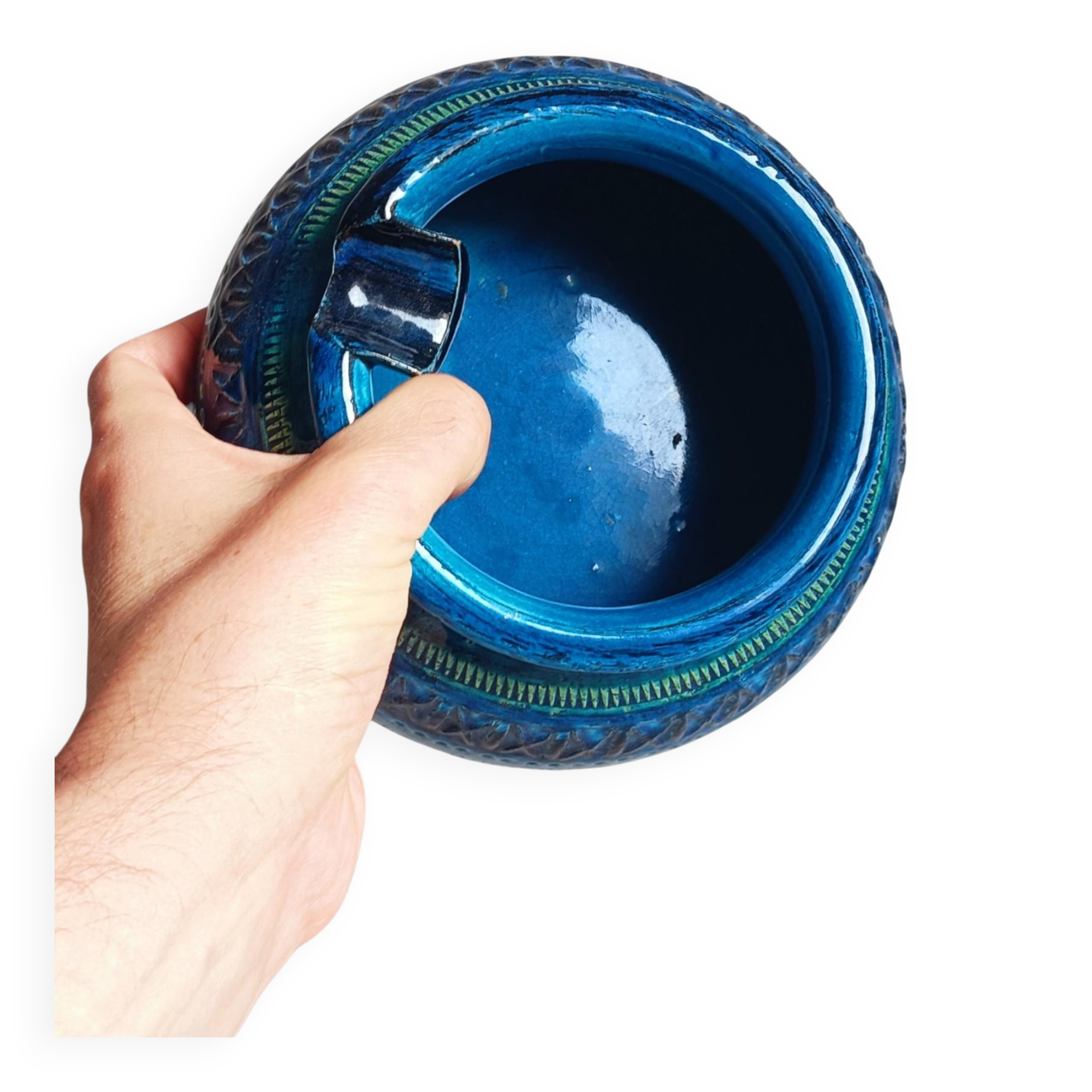 Bitossi Large Ashtray by Aldo Londi, Rimini Blu Ceramic, Italy, 1960s