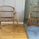 Rare pair of vintage rattan and wicker armchairs from the 1950s
