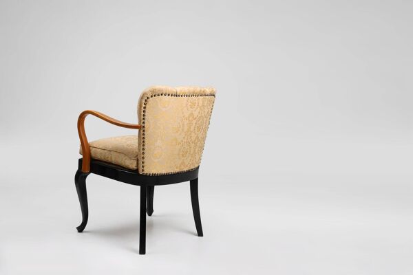 Chaise latérale Art Déco en hêtre, France vers 1940
