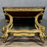Louis XV Baroque console in gilded wood and lacquered wood circa 1900