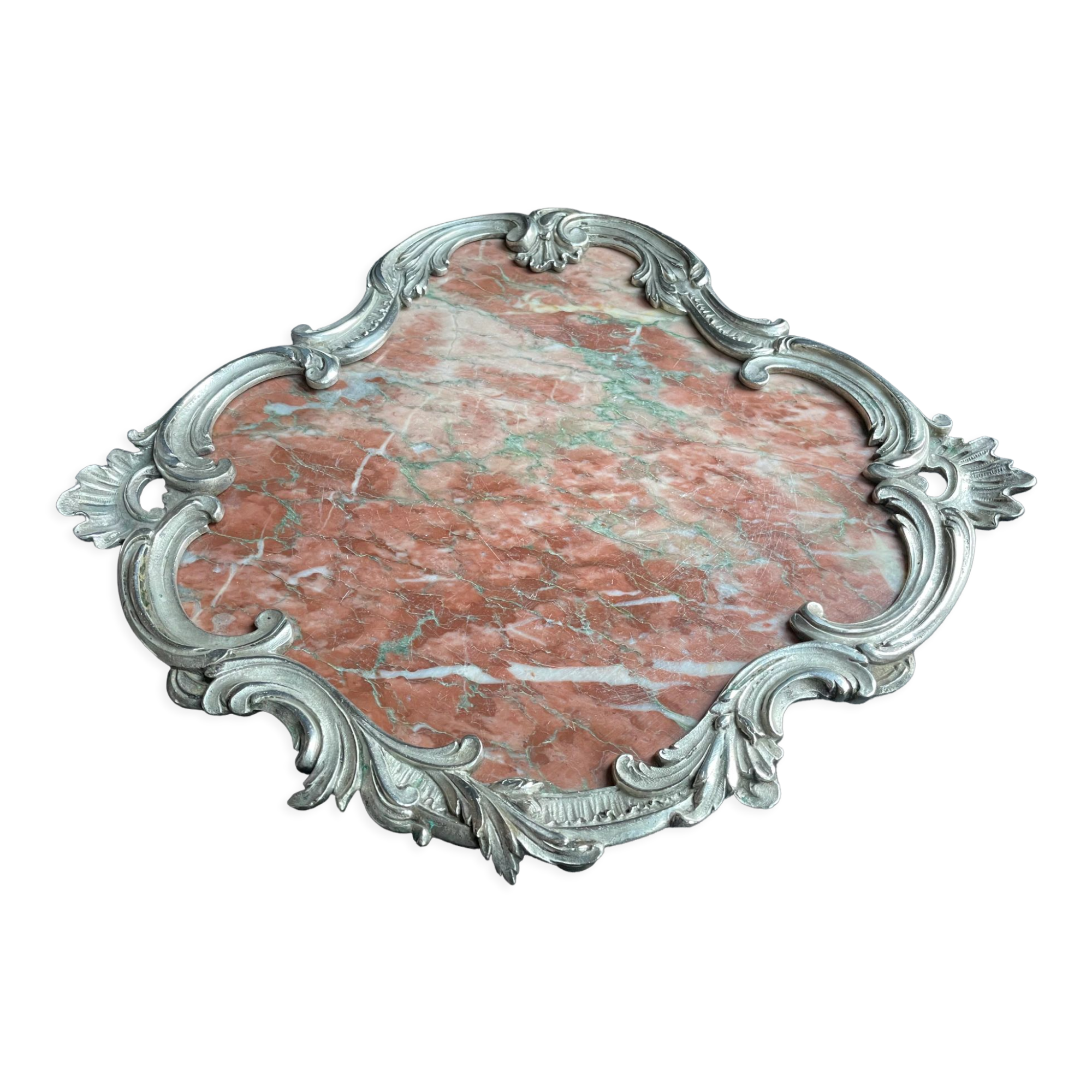 Base or support in marble and bronze silvered Louis XV-Rocaille style