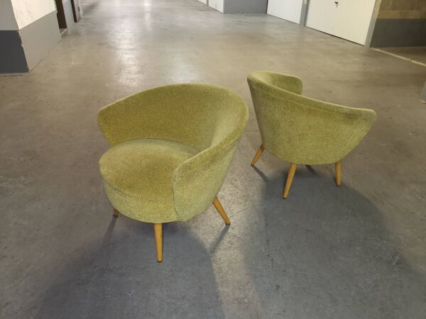 Fauteuil ound graphique moderniste velour epais jaune
