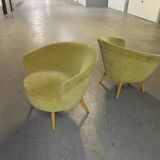Chair round modernist graphic velvet thick yellow