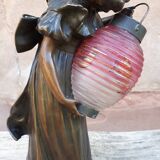 Art nouveau bronze lamp, by léo laporte blairsy et daum