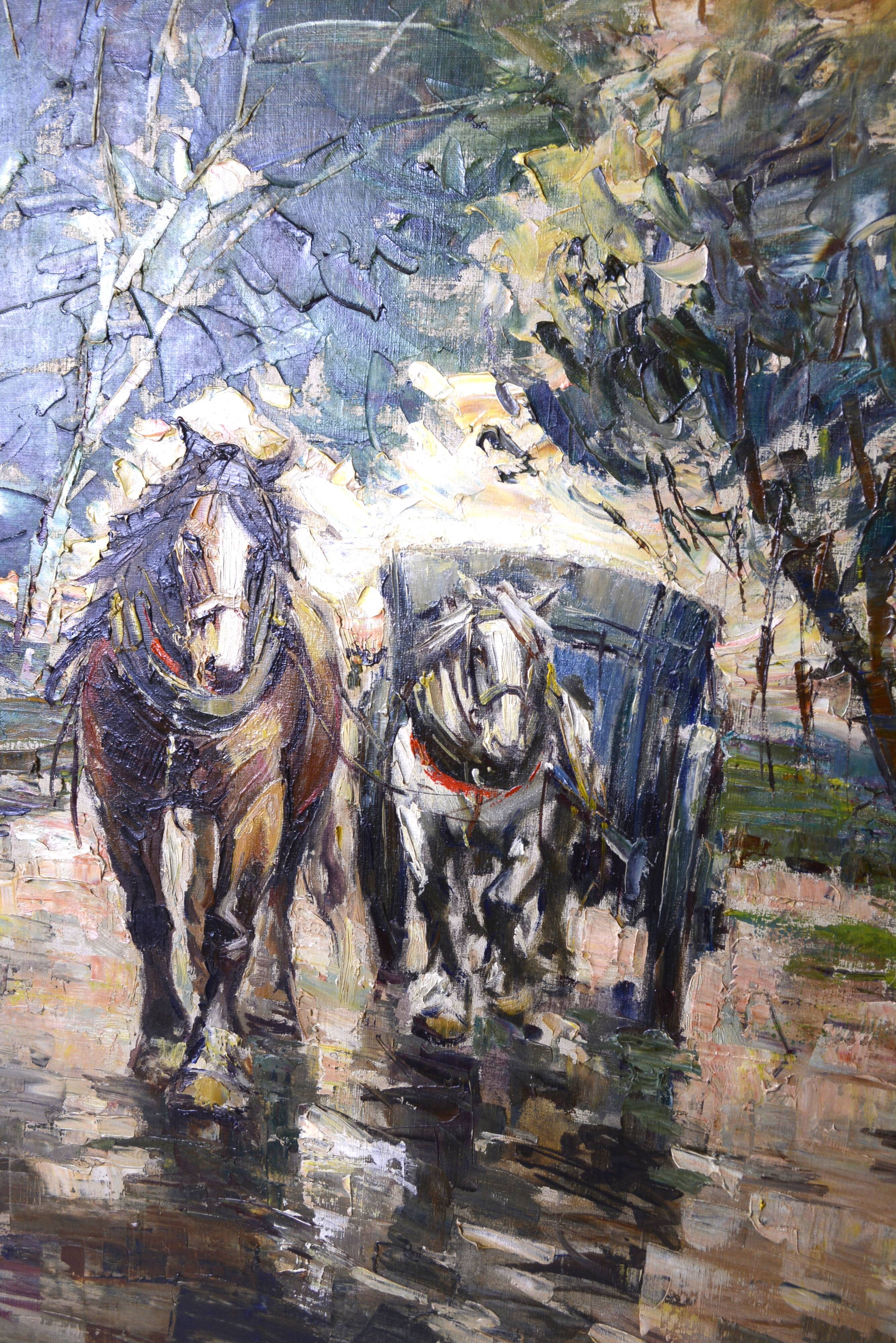 Corsican horses - Oil on canvas - Tony Cardella (1898 - 1976).