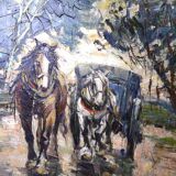Corsican horses - Oil on canvas - Tony Cardella (1898 - 1976).