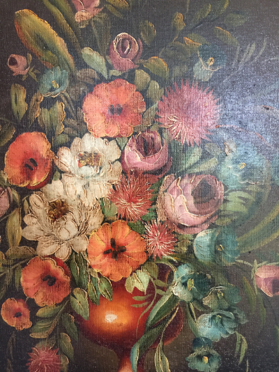 Oil on canvas flower bouquet