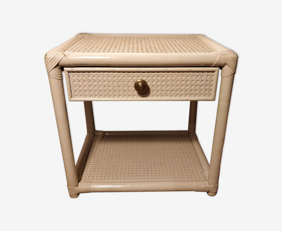 Table d'appoint bois et cannage