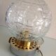 Structured glass globe lamp and metal-brass/ vintage 60s and 70s base