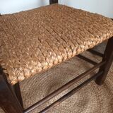 Brutalist armchair in woven straw