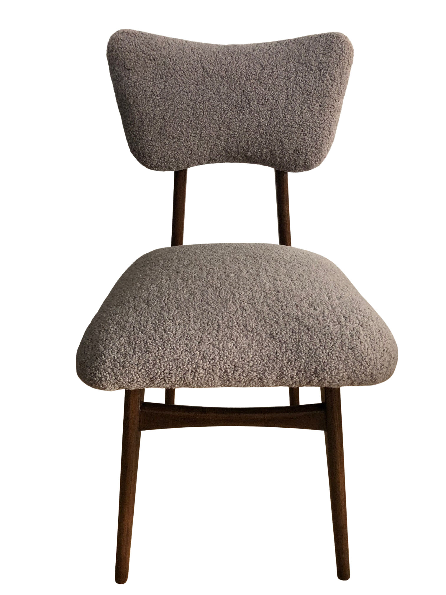 Set of 6 midcentury beige bouclé dining chairs, 1960s