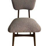 Set of 6 midcentury beige bouclé dining chairs, 1960s