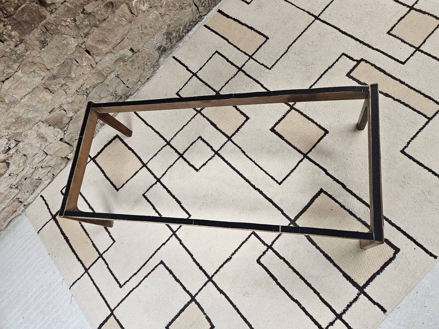 Vintage 1970s smoked glass wood coffee table