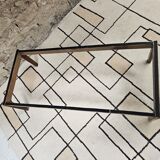 Table basse bois verre fumé vintage 1970"