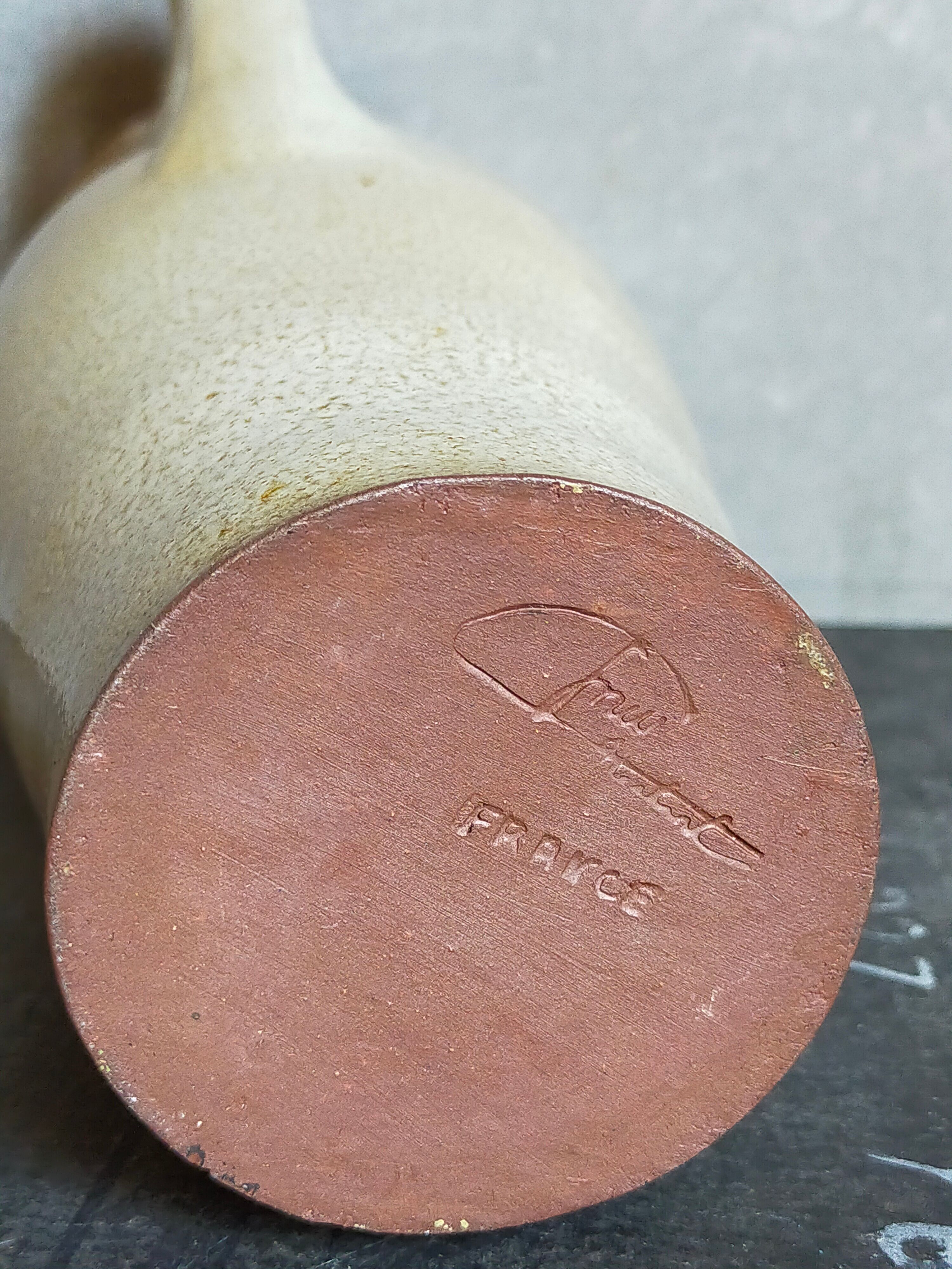 Enamelled sandstone pitcher Jean Dubost in Noron La Poterie 60s