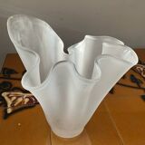 Vintage handkerchief vase in frosted glass