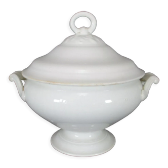 Tureen Creil montereau XIX th white earthenware