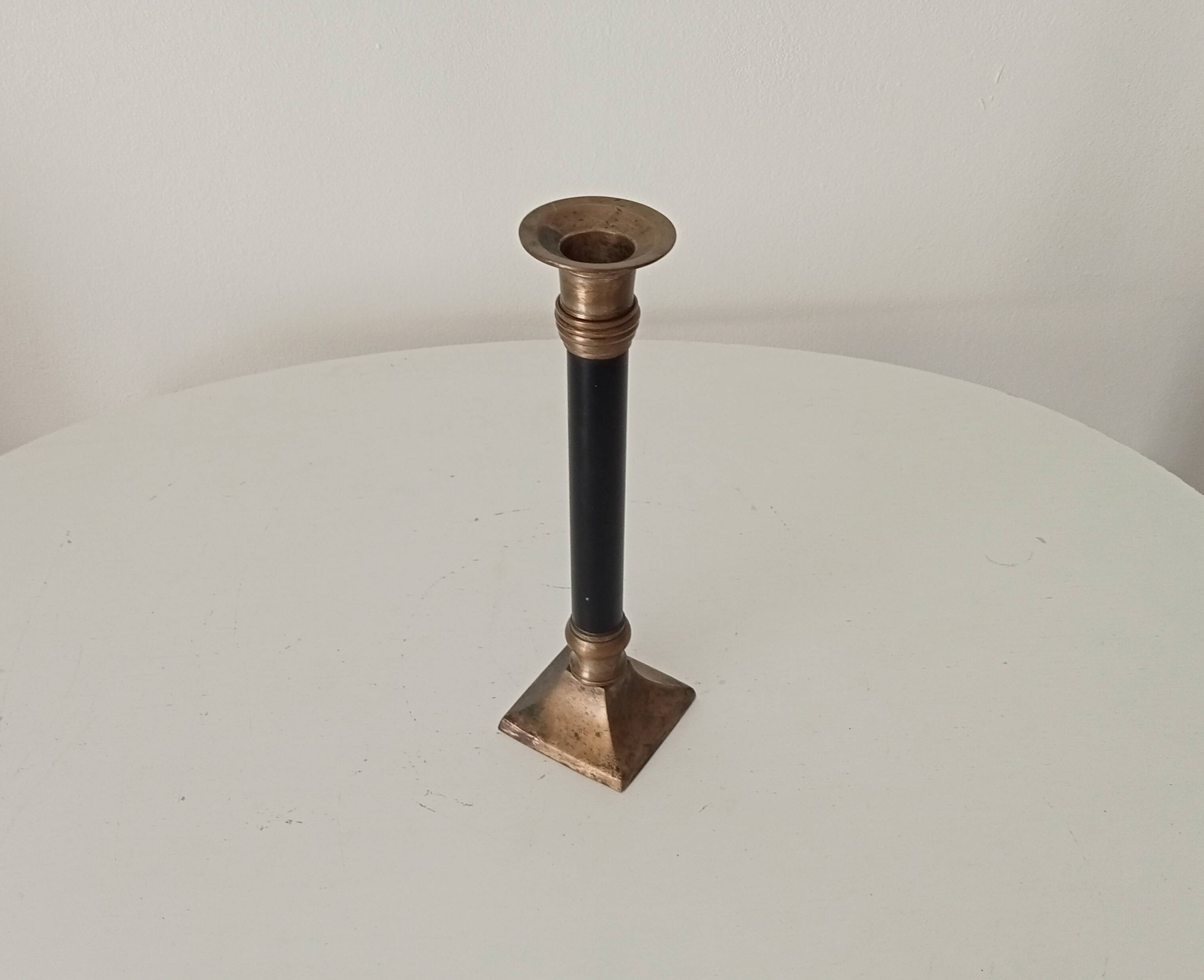 Antique brass and metal candle holder