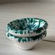Ceramic salt and pepper shakers, green and white