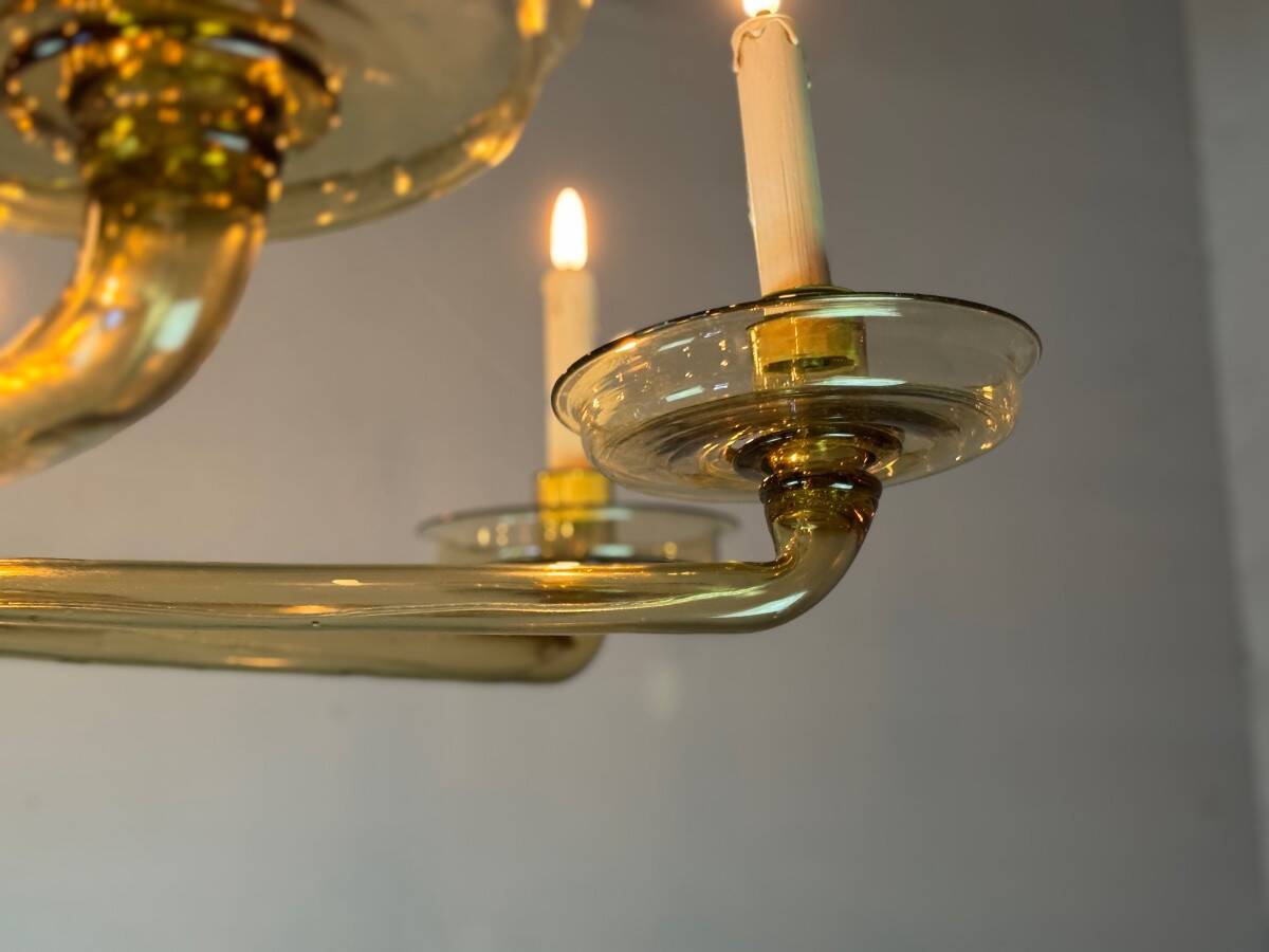 Venetian chandelier in golden Murano glass, Venini circa 1920