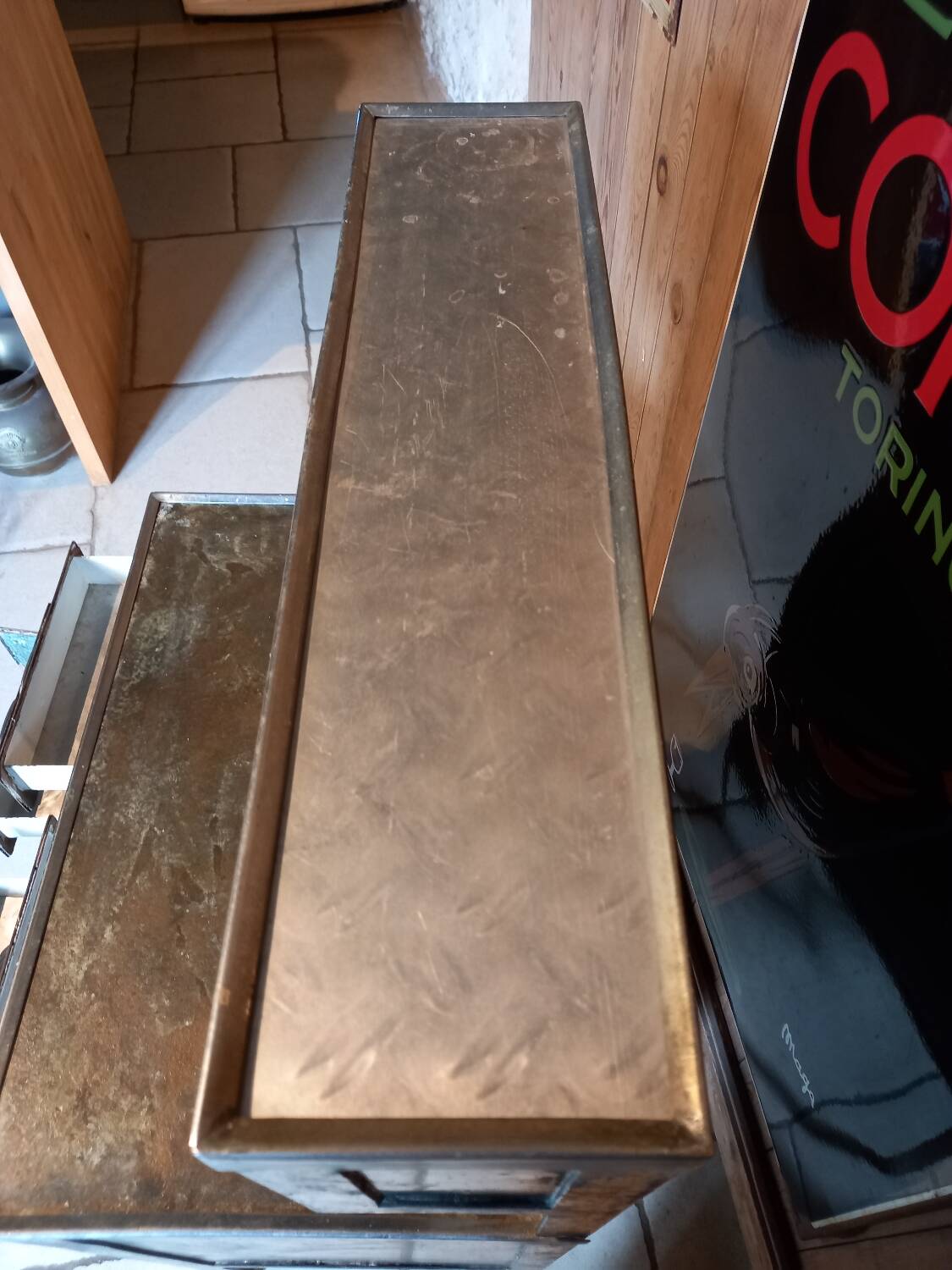 Antique metal medical cabinet