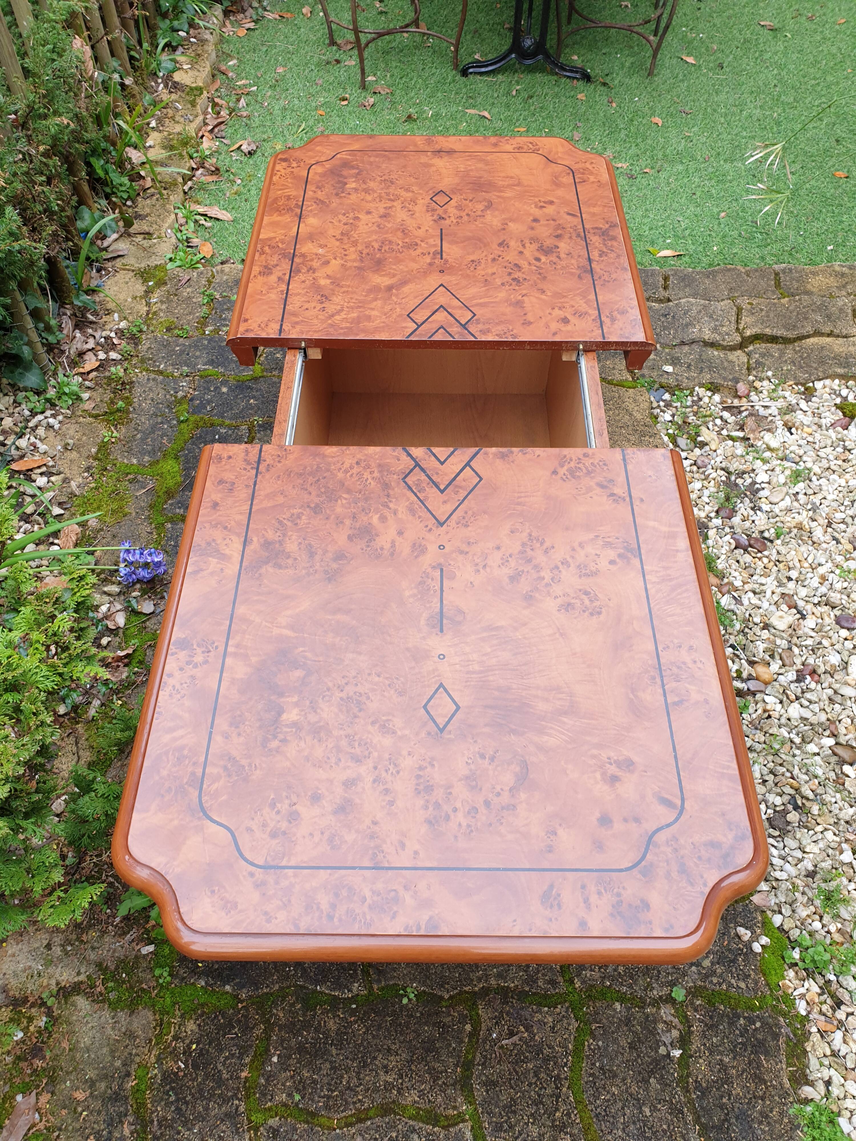 Elm burl cocktail coffee table