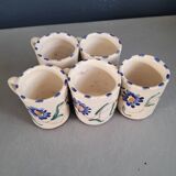 Set of 5 glazed ceramic coffee mugs