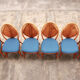 Bohemian bamboo mcguire dining table set with 6 palm leaf chairs, 1960 france.