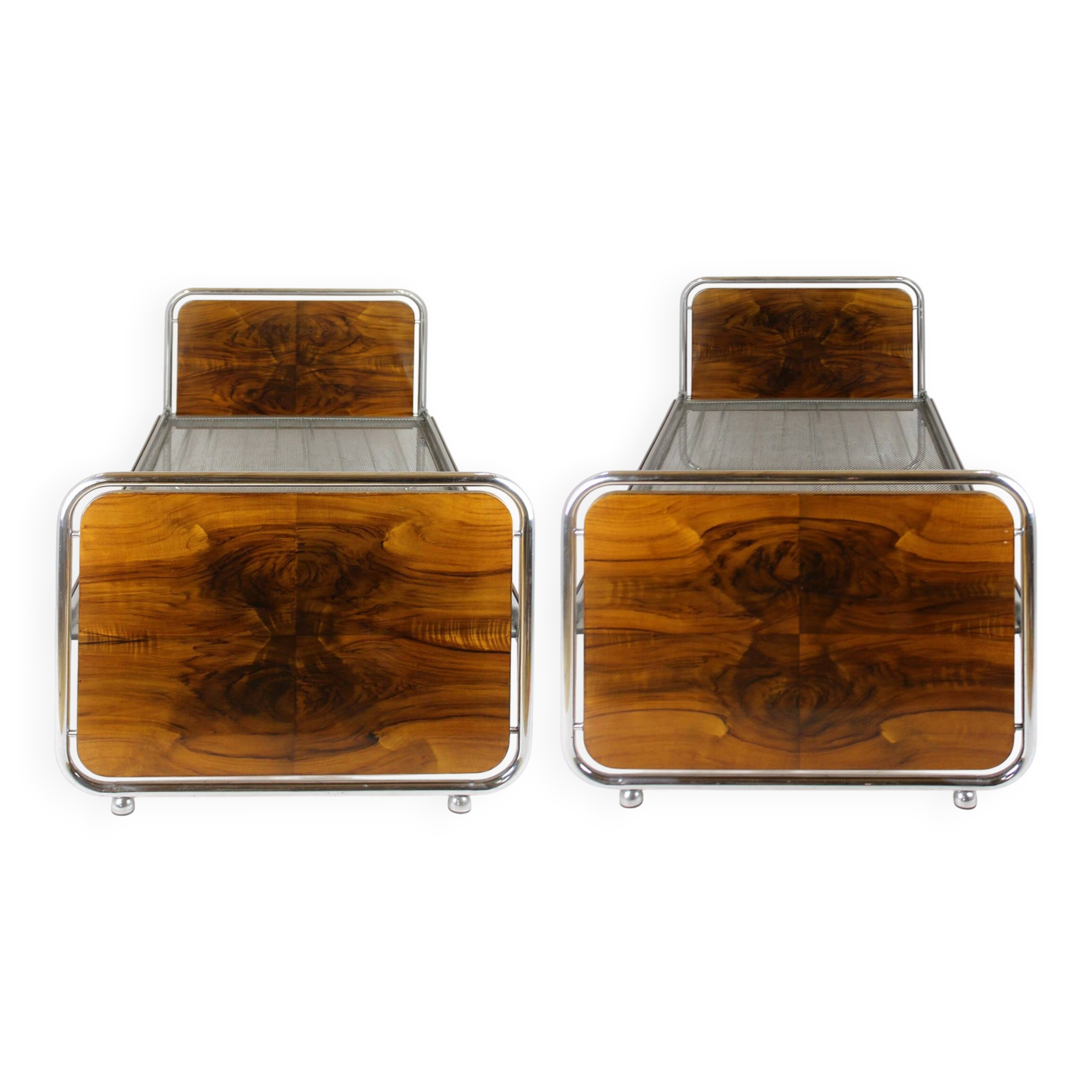 Lits en acier tubulaire Bauhaus, années 1940, lot de 2