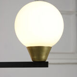 Vintage Italian Metal and Opaline Glass Chandelier