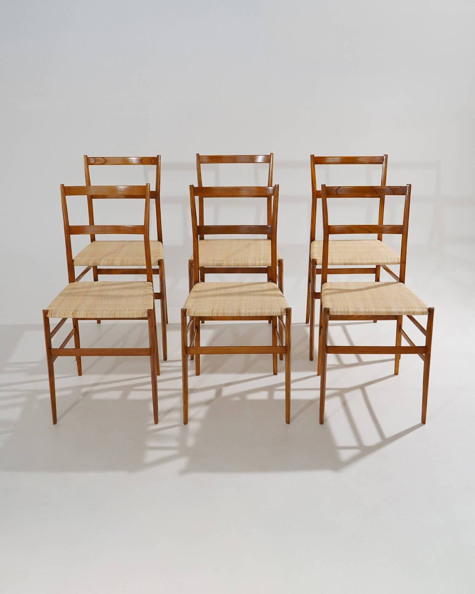 6 Superleggera dining chairs by Gio Ponti for Cassina, 1970’s