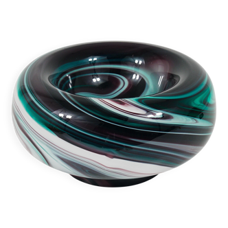 Carlo Moretti Large Marbleised Murano Glass Bowl, Large Ashtray Tray, Italy, 1960