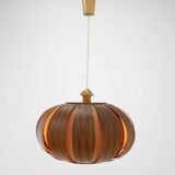 Large wooden veneer pendant lamp from the mid-20th century, 1960s