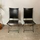 1950s vintage iron folding chairs and leather