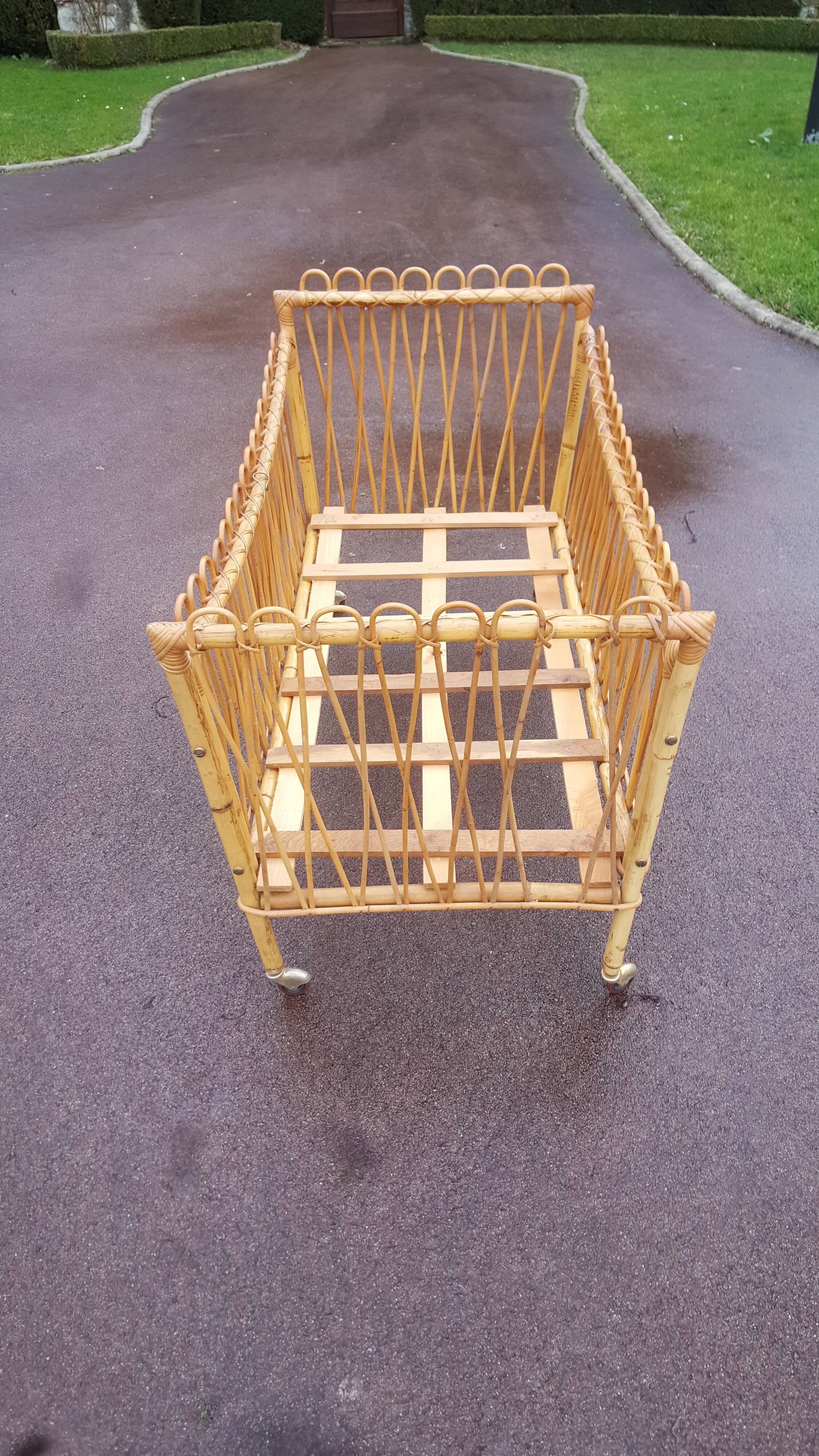 Children's rattan bed 1950