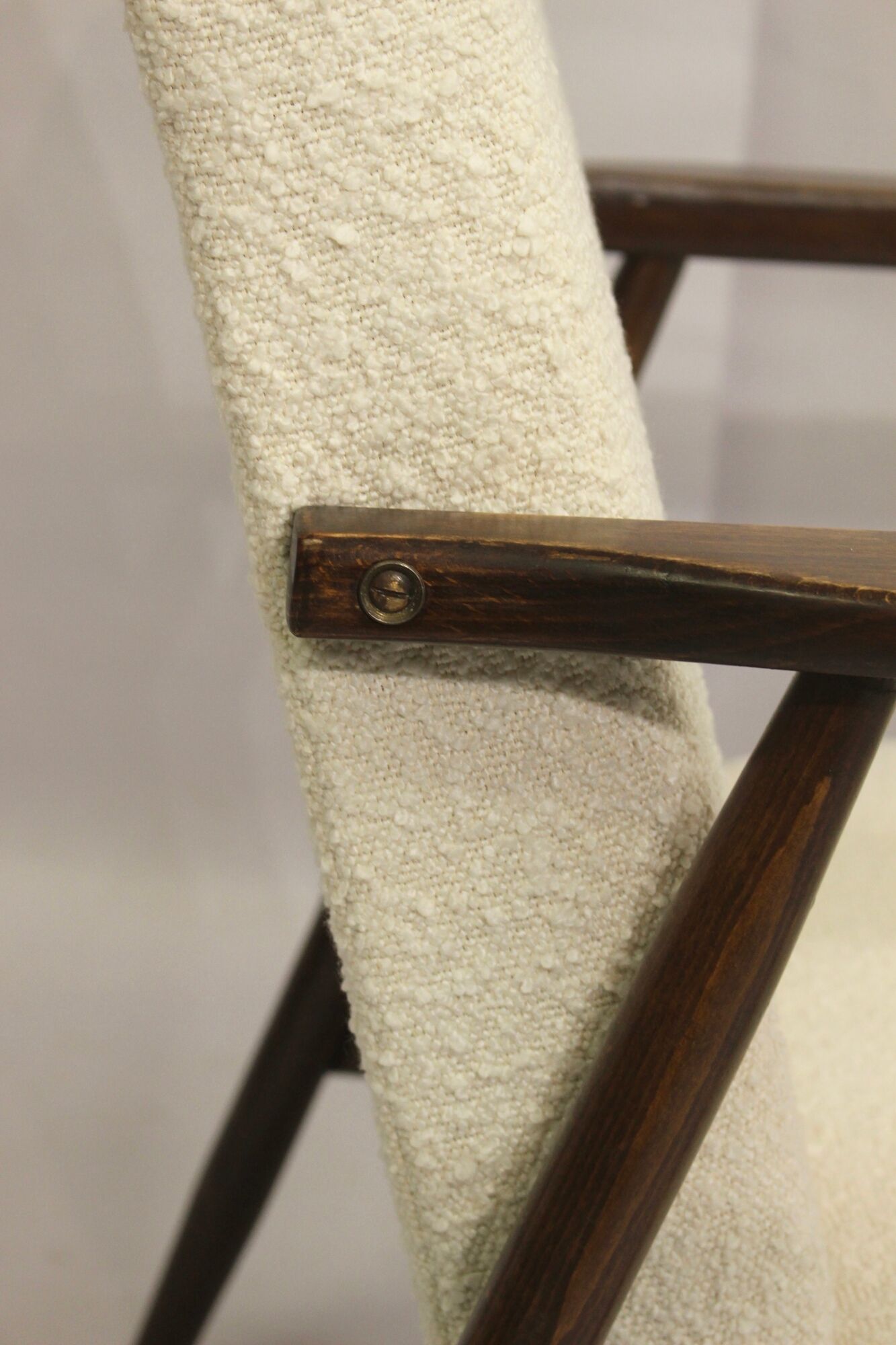 Pair of armchairs Henryk Lis 300-190 years 1970 fabric white buckle.