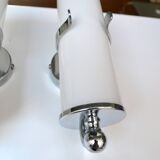 Opaline and chrome wall lights from the 1970s.